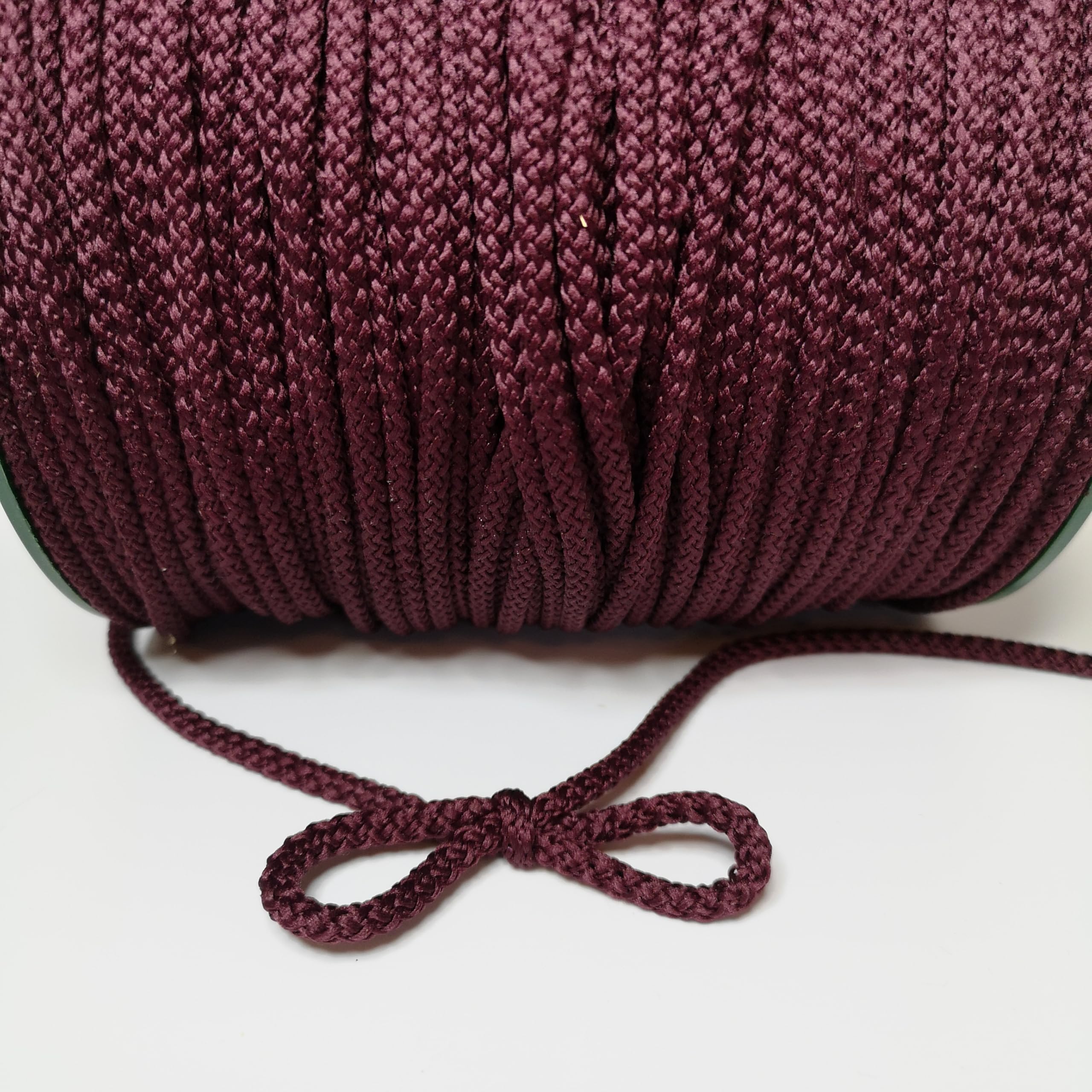 5mm Cord, Braided Drawstring, Strong Rope for Crafts, Lacing and DIY, String, Multiple Colours, Polypropylene (Burgundy, 10 meters / 32 ft)