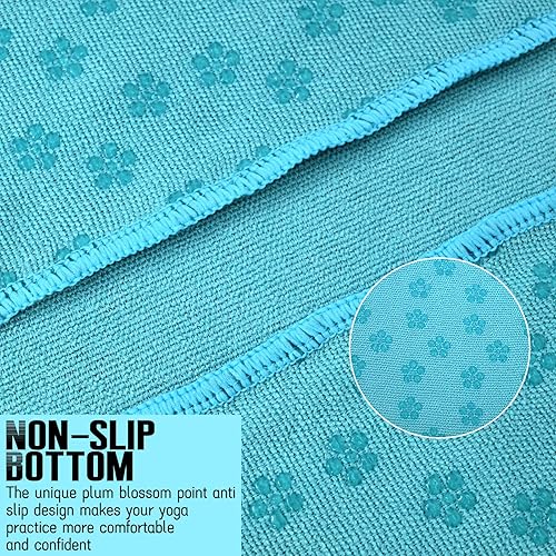 Miniatura 5 de 3 Pack Hot Yoga Towels with Plum Blossom Dots, Sky Blue Non-Slip Yoga Mat Towel, Super-Absorbent Soft Suede Microfiber Towel for Hot Yoga, Pilates,