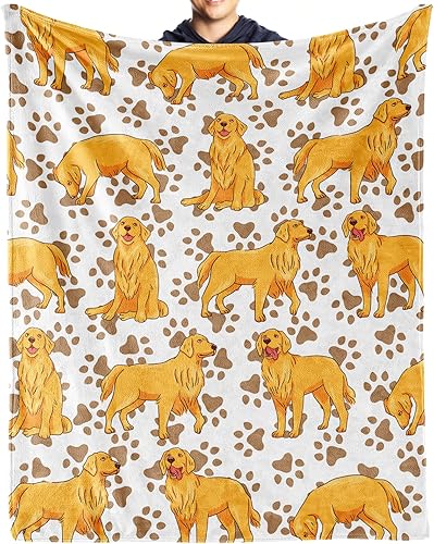 Miniatura 9 de Golden Retriever - Manta de franela con diseño de perro, suave, ligera, cómoda, cálida manta temática Golden Retriever para humanos, adultos y niños