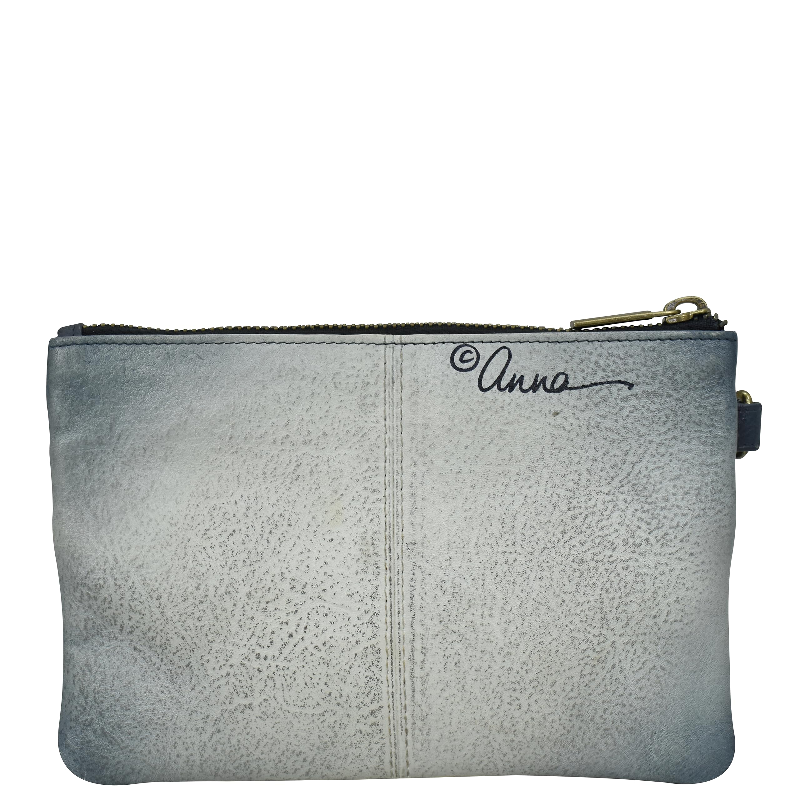 Anna by Anuschka Women's Hand-Painted Leather Wristlet Organizer Wallet, Paradise Found Grey