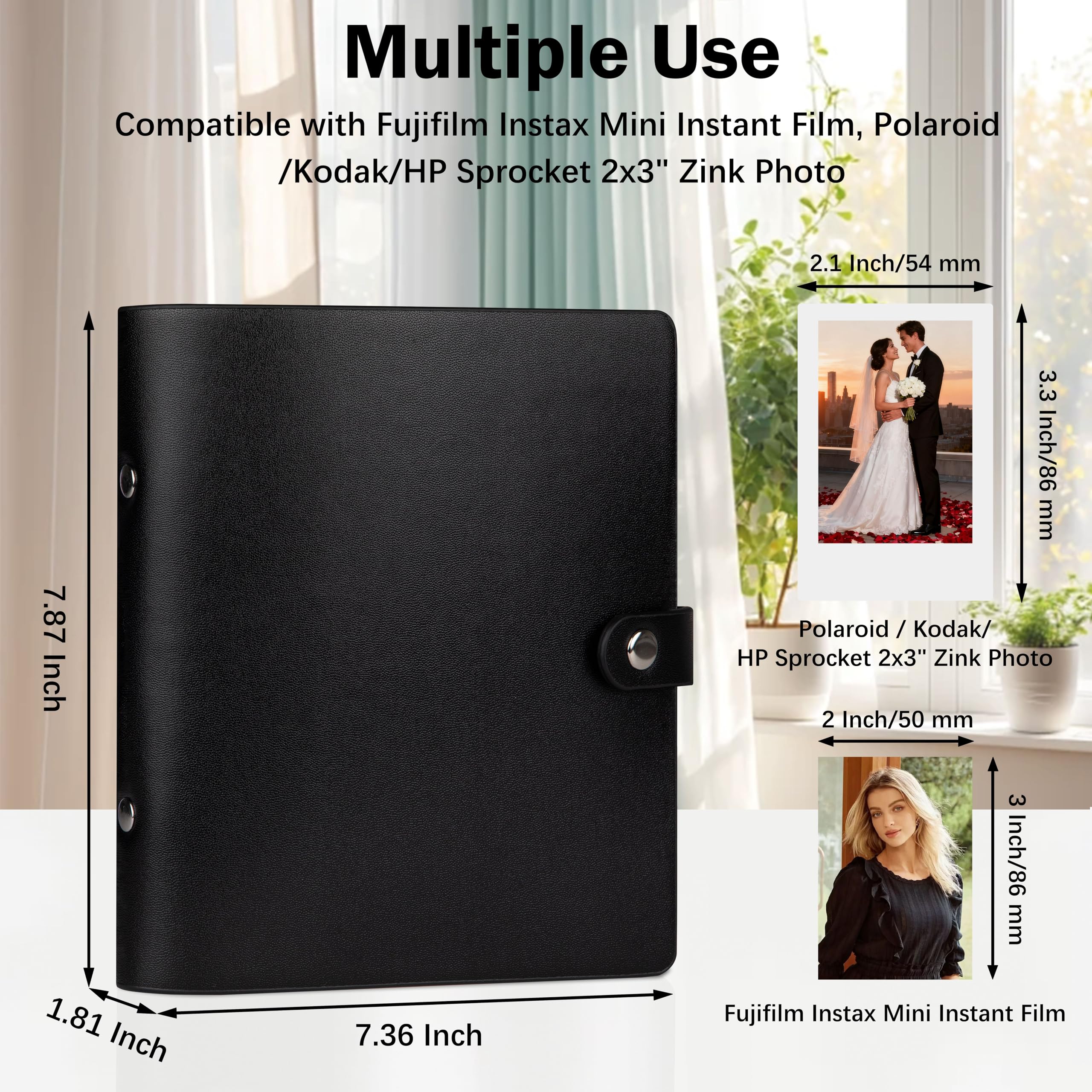 Album photo à 256 pochettes pour appareil photo instantané Fujifilm Instax Mini LiPlay 11 90 70 50S 26 25 9 8S 8 7S 8 7S 320 pochettes Noir