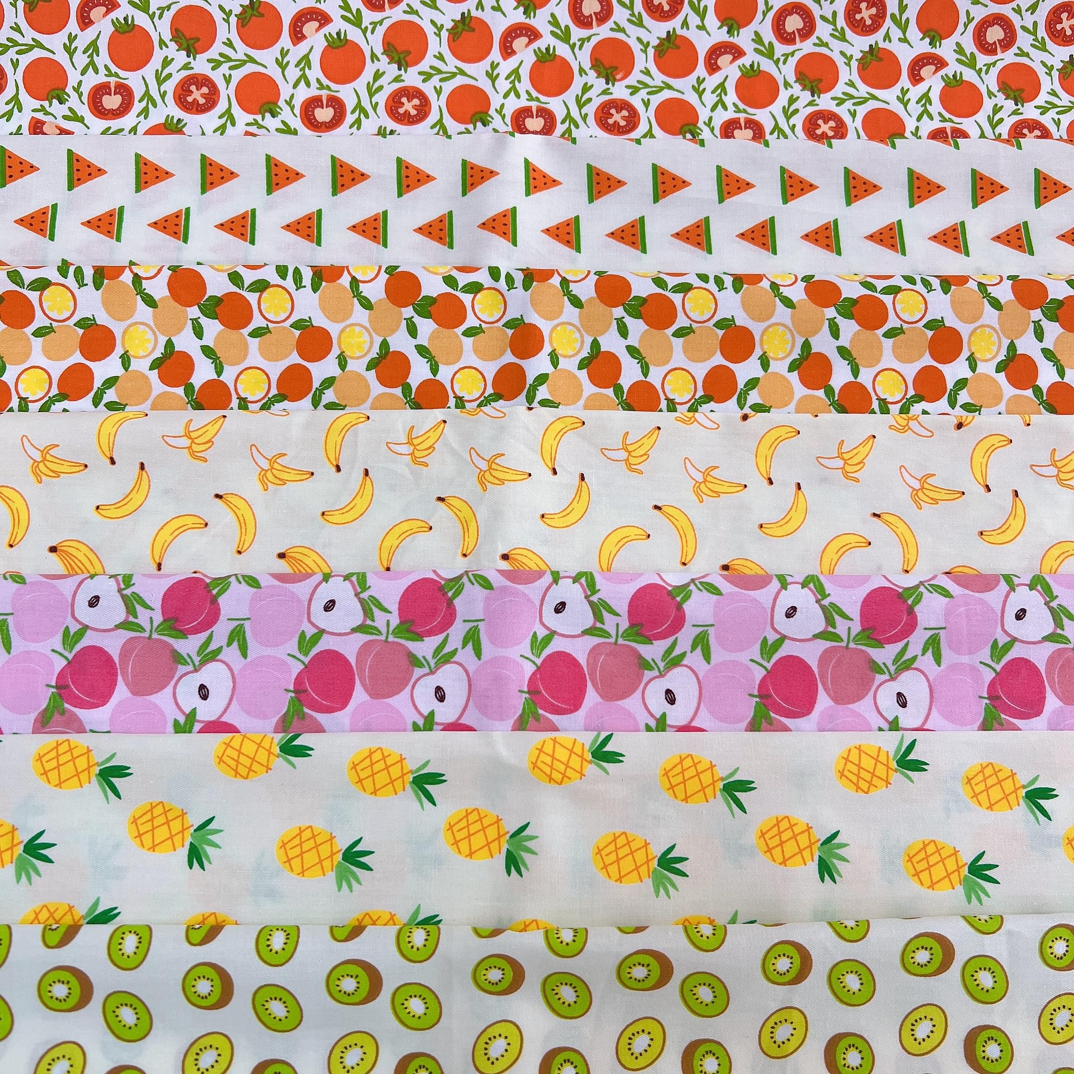 Cotton Fabric DIY Making Supplies Quilting Patchwork Fabric Fat Quarter Bundles DIY for Quilting Cotton Patchwork Cushions (new Fruit, 20" x 20")