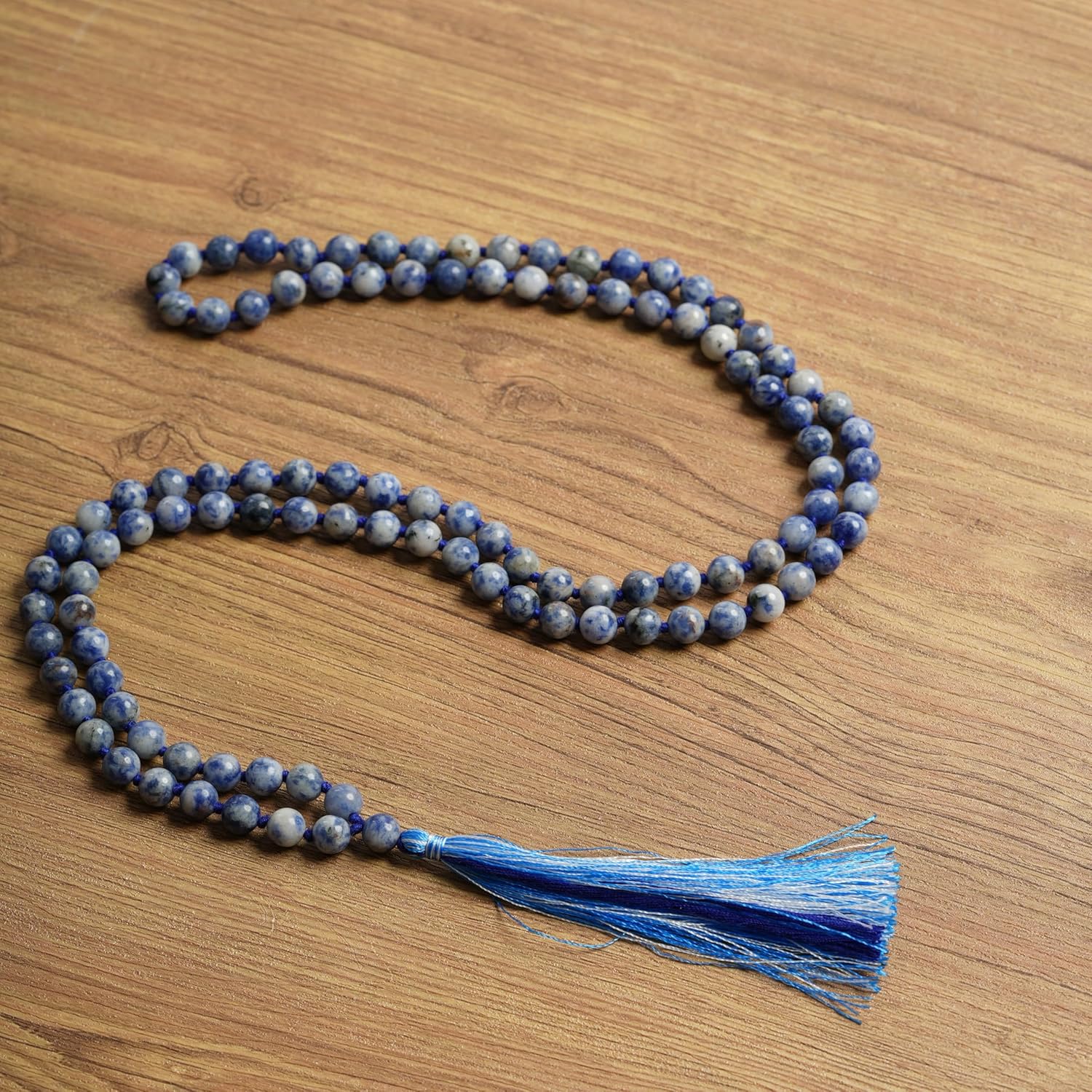 108 Mala Beads 8mm Natural lapis lazuli Long Polished-Finish Genuine Semi-Precious Stone Crystal Stone Mala Prayer Bead Necklace Or Bracelet for Yoga Meditation Energy Balancing - Image 5