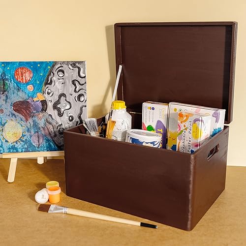 Miniatura 2 de Caja de almacenamiento grande de madera marrón con tapa con bisagras, 15.8 x 11.8 x 9.44 pulgadas (+-0.5), caja de regalo, caja de regalo, producto