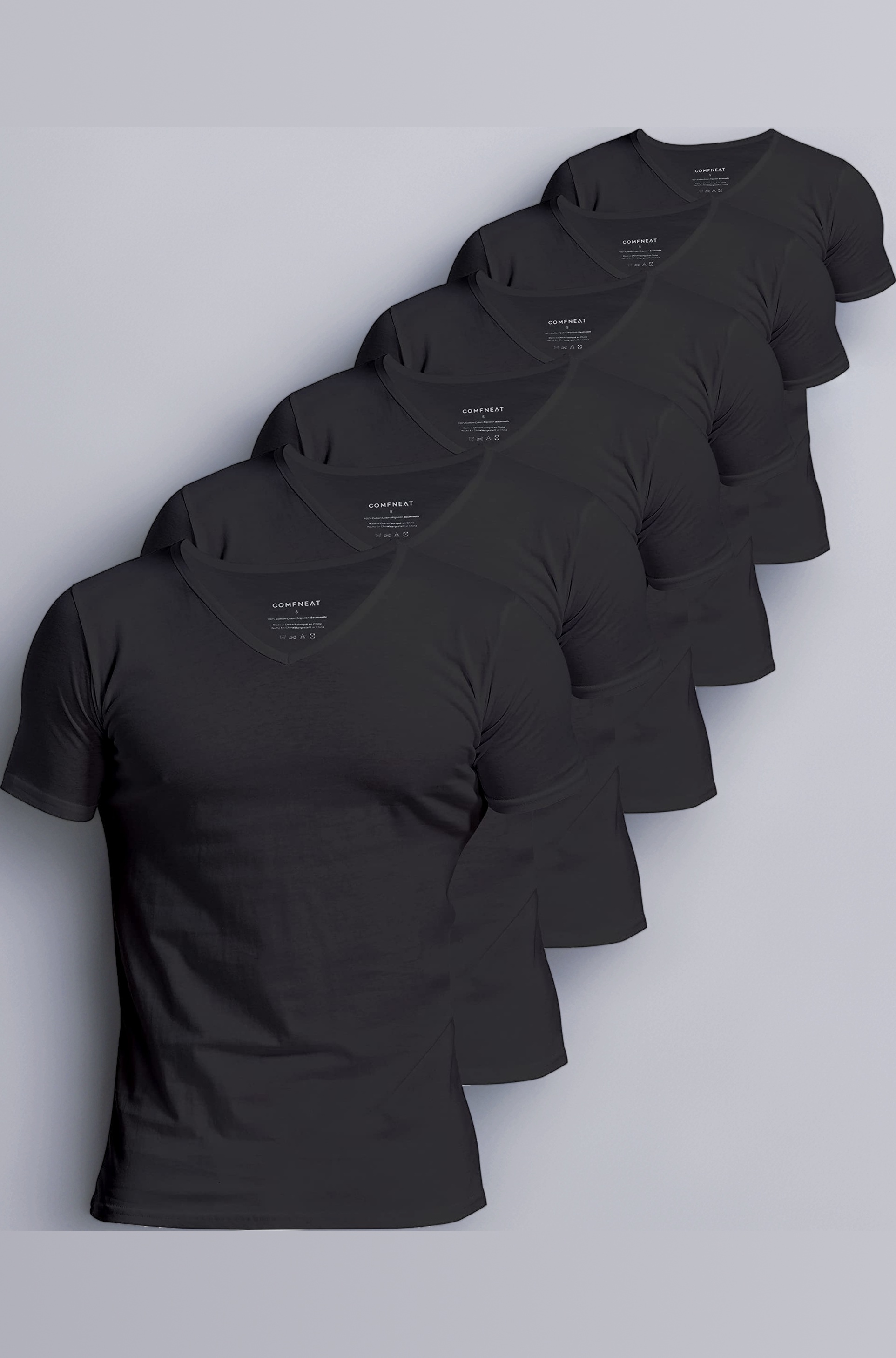 Comfneat Men's 4 or 6-Pack Undershirts 100 Percent Cotton Comfy V-Neck T-Shirts