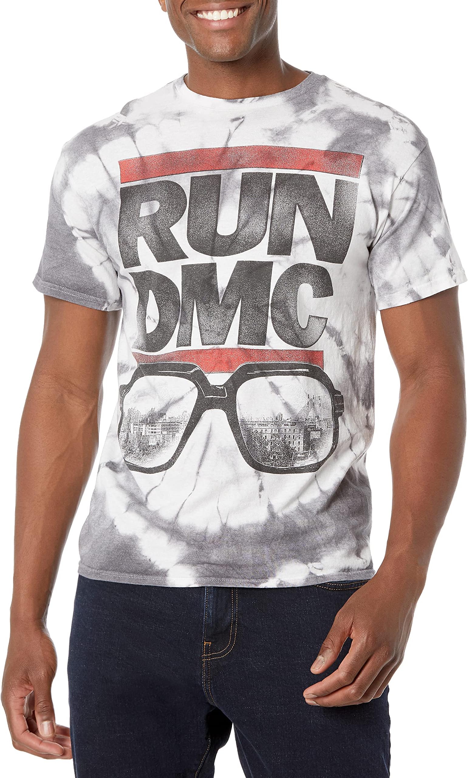 BRAVADOunisex-adult RUN DMC GLASS NY TIE DYE TEE Shirt