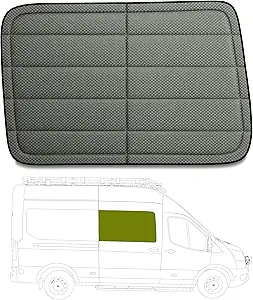 Extra-Thick Sliding Door Window Cover for Ford Transit Medium/High Roof, 2015-2026, Magnetic Insulated Blackout Sunshade