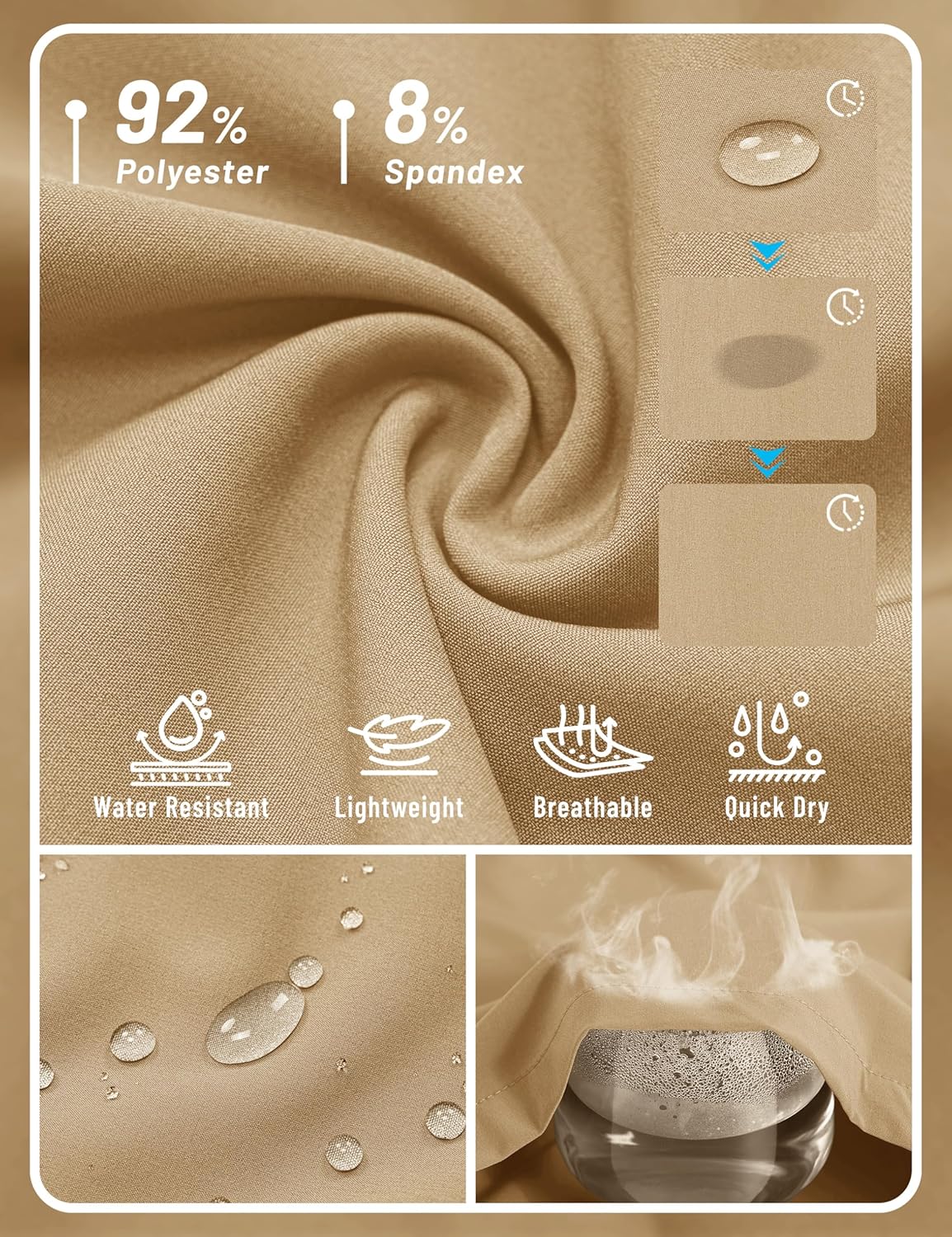 TACVASEN Women's Hiking Shorts 8" Quick Dry Lightweight Water Resistant Athletic Shorts with Pockets Outdoor Golf Active - Image 5