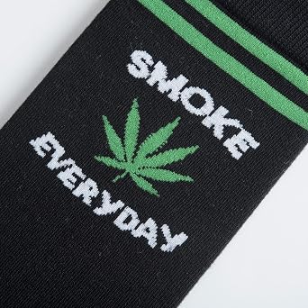 Cool Socks Novelty Crew Socks Men's Women's, Smoke Everyday, Graphic Print, Large