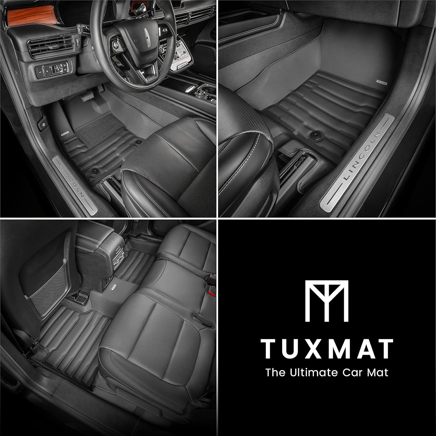 TuxMat - for Lincoln Corsair 2019-2026 Models - Custom Car Mats - Maximum Coverage, All Weather, Laser Measured - This Full Set Includes 1st and 2nd Rows
