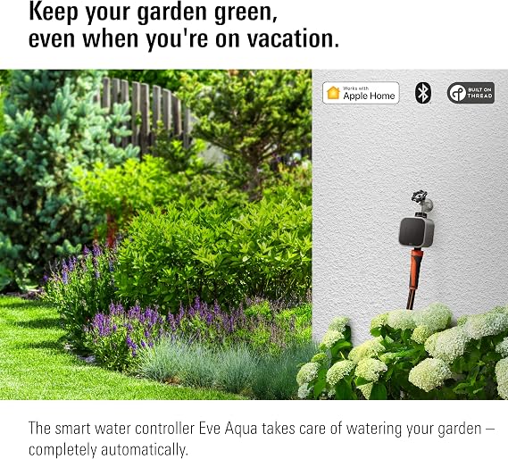 Eve Aqua (Apple Home), 2-Pack Smart Water Controller | Automate garden irrigation (schedules), app/Siri control, remote access, Bluetooth & Thread, no bridge