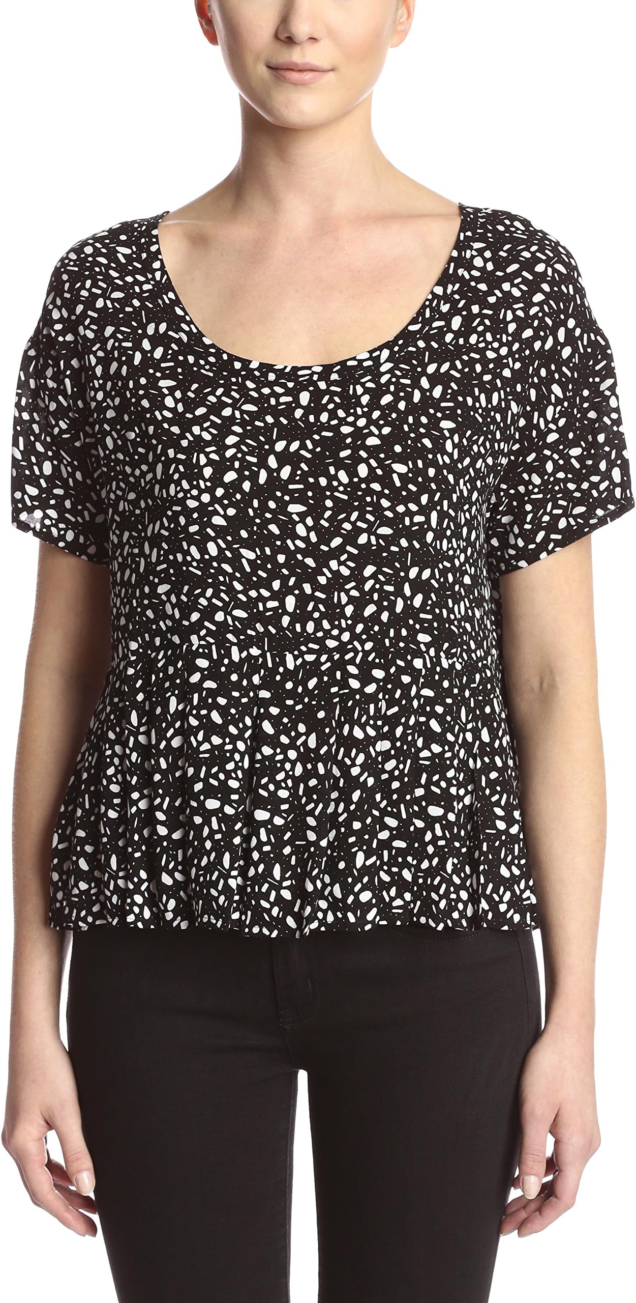 Bella Luxx Women's Pleated Peplum Tee, Copenhagen Print, L
