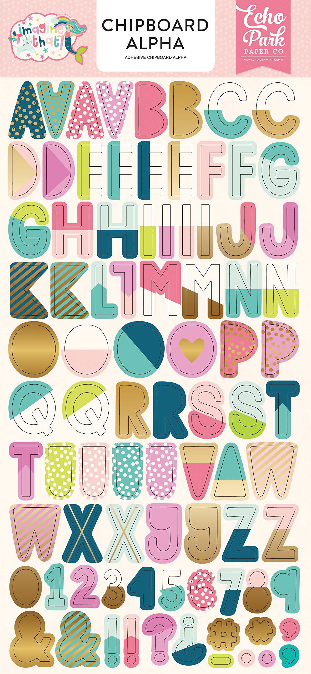 Echo Park Paper Company Imagine That Girl 6x13 Chipboard Alpha-Gold Foil