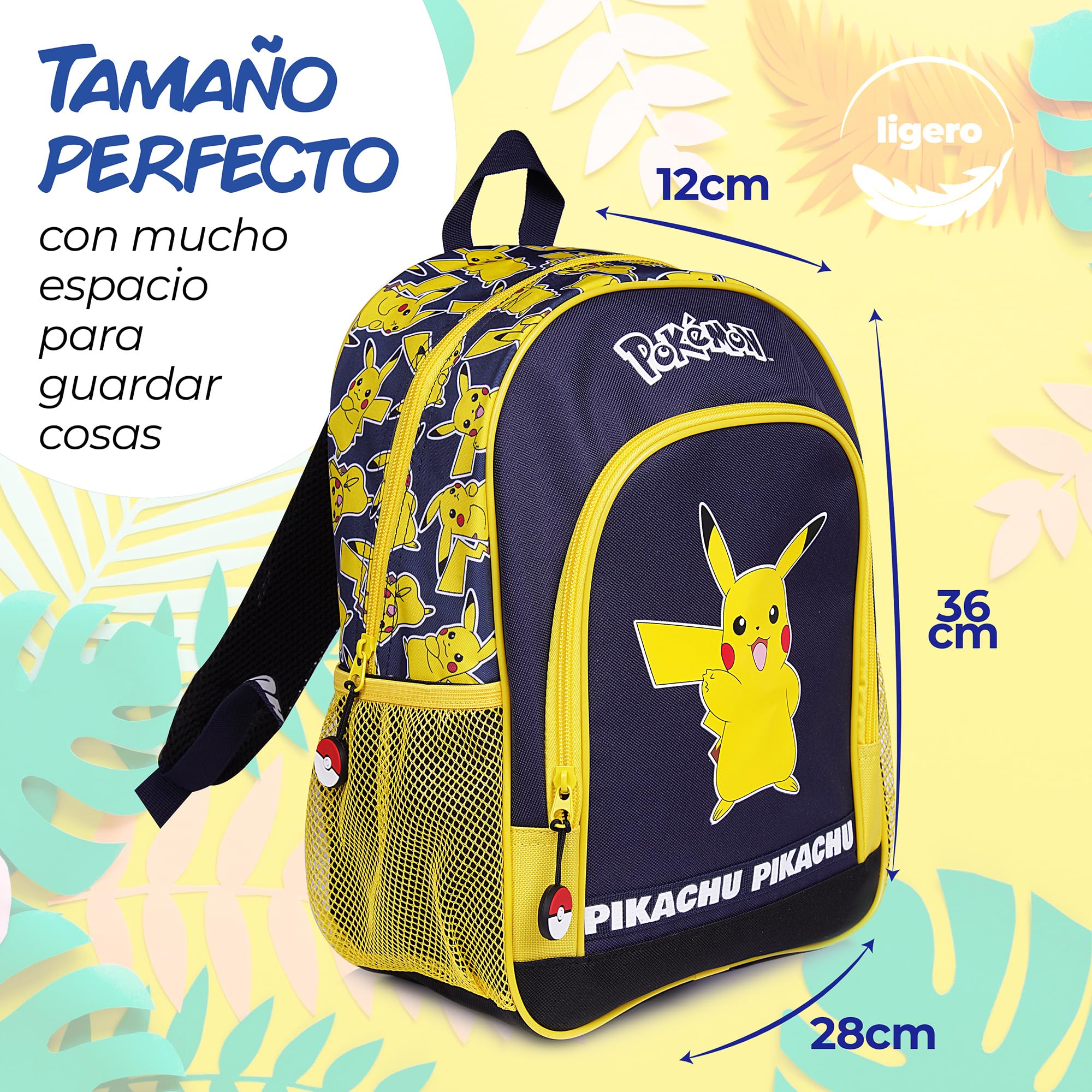 Pokémon – Mochila infantil – Mochila infantil para niños de maternidad CP Primario – Bolsa escolar – Pikachu idea de regalo, negro, 5-10 ans, Estilo de vida (Azul)