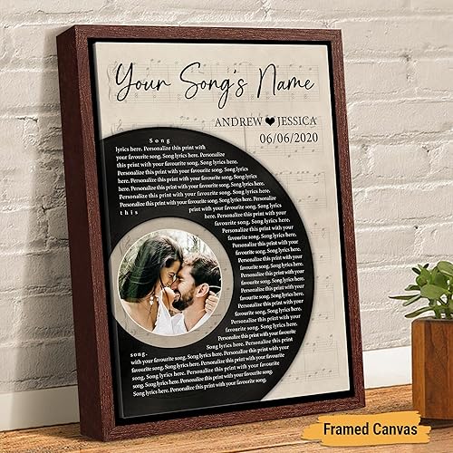 Miniatura 6 de VICILO Póster de letras de canción personalizadas, lienzo, arte de pared, regalos para marido, esposa, disco de vinilo con imagen, decoración