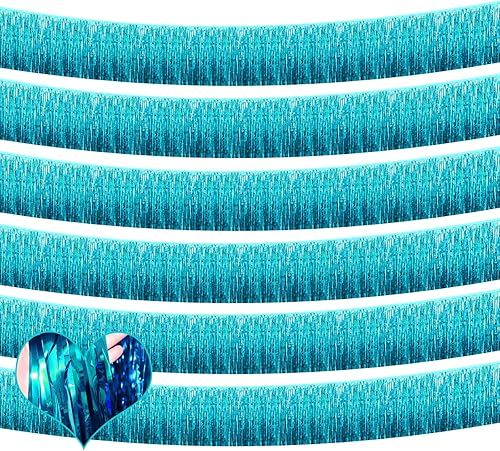 Paquete de 6 guirnaldas de flecos de papel de aluminio de 10 pies con borlas metálicas para colgar en la pared para flotadores de desfile despedida