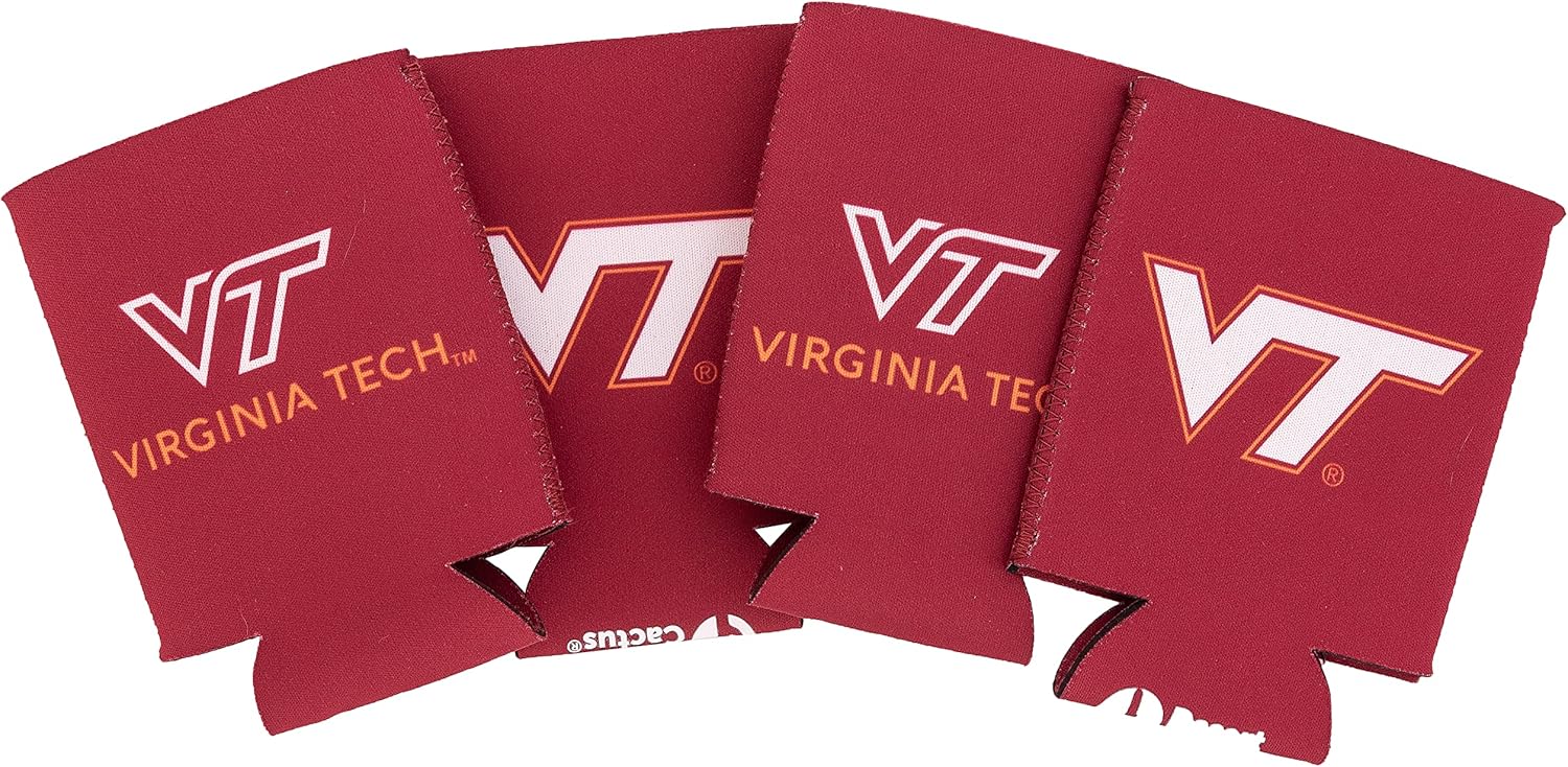 Desert Cactus Virginia Tech University Can Insulator Beverage Cooler 4 Pack Foam Beverage Holder Hokies VT (4 Pack Can)