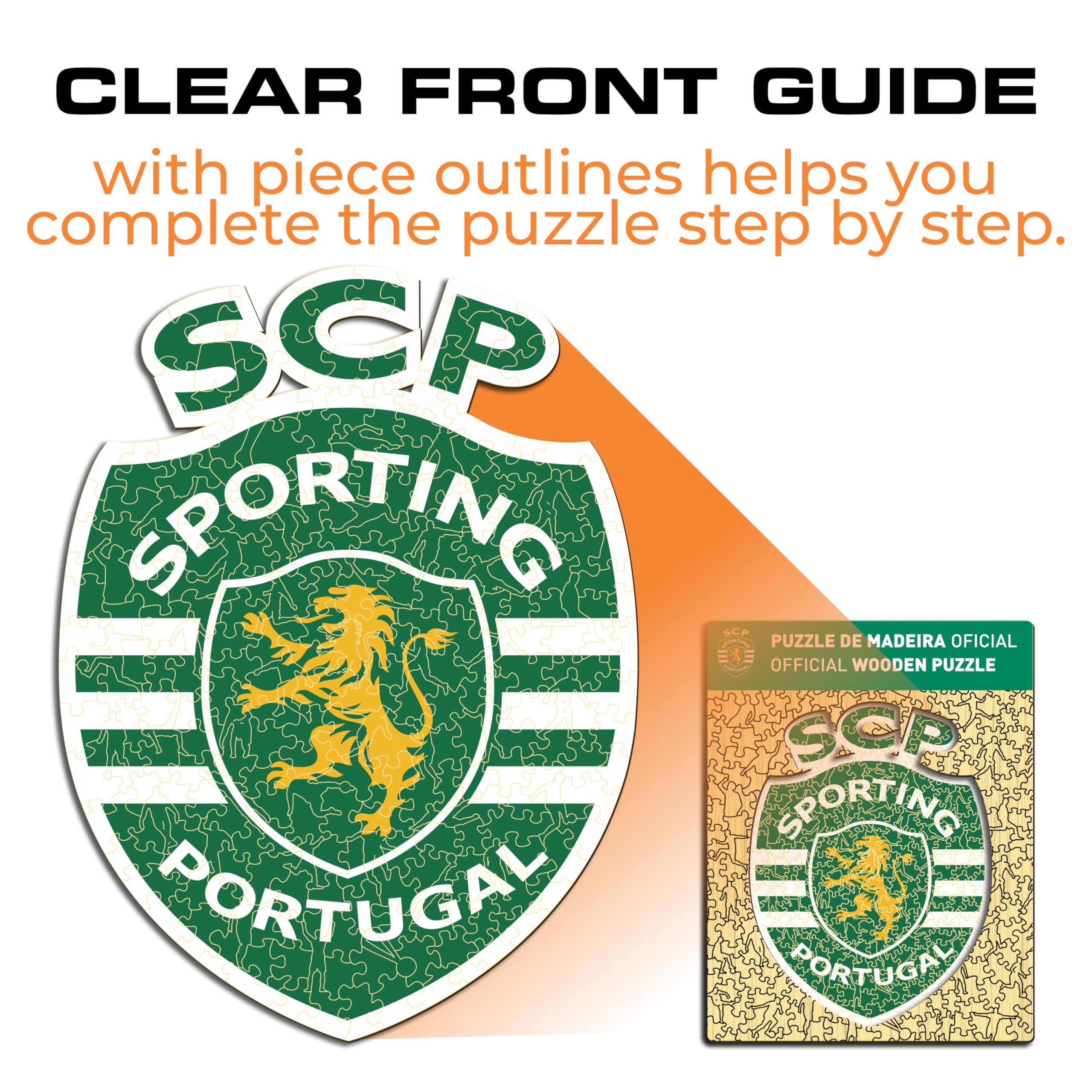 Iconic Puzzles - Sporting CP, Logo, Rompecabezas de Madera con Licencia Oficial, 100% sostenible, Regalo para Adultos y niños, Talla M, 270 Piezas