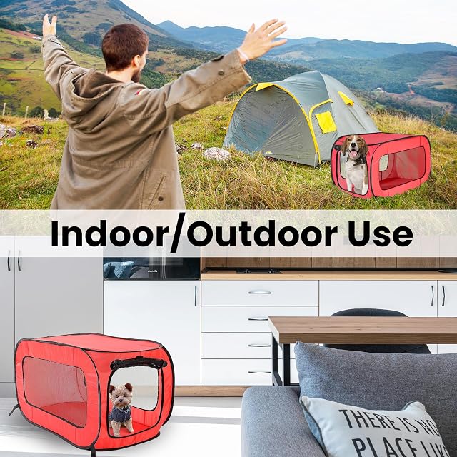 Foto 6 de 8 de Beatrice Home Moda SOLPPK00Red Pop UP Pet Kennel, Rojo