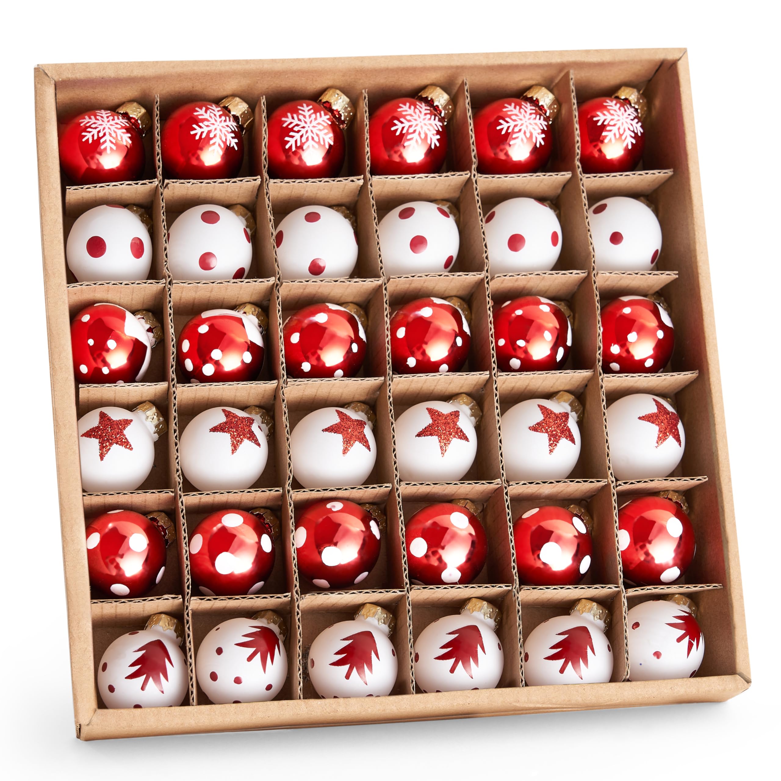 Decoris Set di 21 palline di Natale in vetro, 5-7 cm, opache, lucide e trasparenti, per albero di Natale - Palline in vetro diametro 7 cm assortite 21 pezzi per Natale, colore