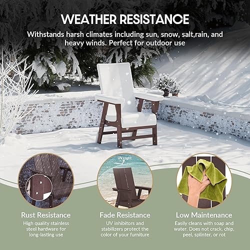 Miniatura 4 de WestinTrends Ashore - Silla de comedor para patio al aire libre HDPE de plástico estilo Adirondack, color marrón oscuro