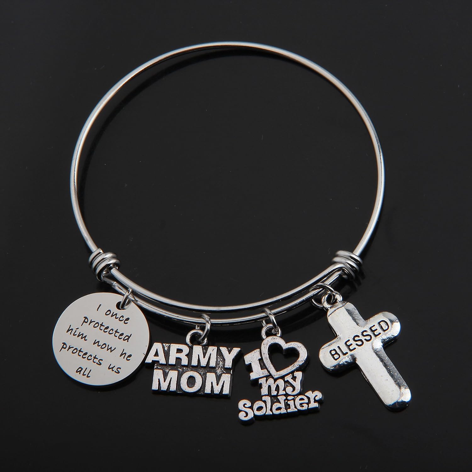 Gzrlyf Military Mom Bracelets I Once Protected Him Now He Protects Us All Mom Gifts for Army Mom Air Force Mom Navy Mom - Image 5