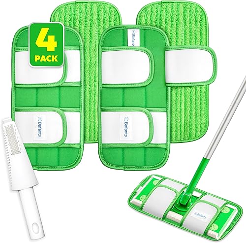 Vista 9 de Paquete de 3 almohadillas de microfibra reutilizables, compatibles con Swiffer PowerMop y Bona Mop, paños lavables a máquina, raspador incluido