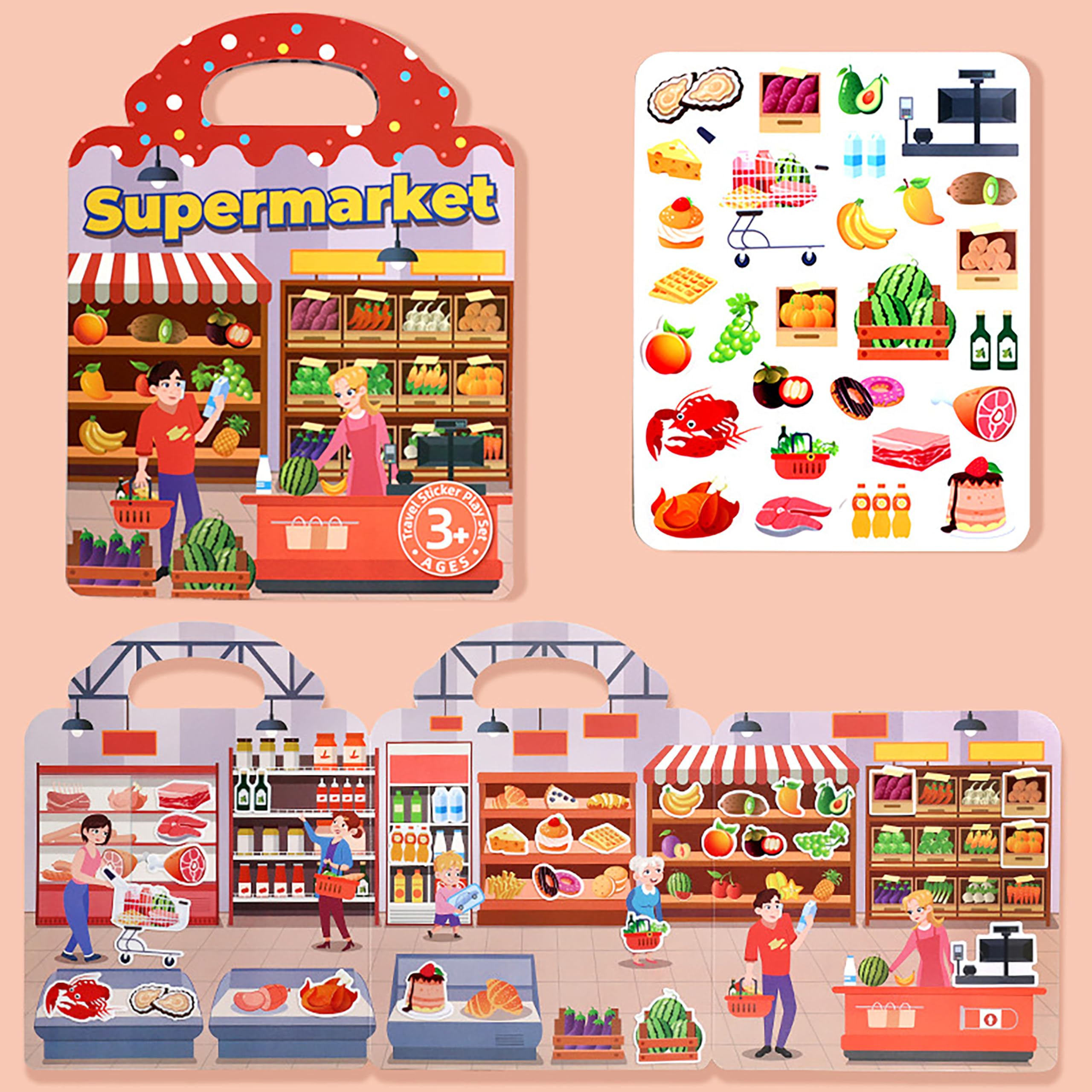 Reusable DIY Sticker Books for Kids,Sticker Books for Toddlers Bubble and Jelly,Travel Quiet Activity Toys for Kids Girls Boys Crafts Gifts