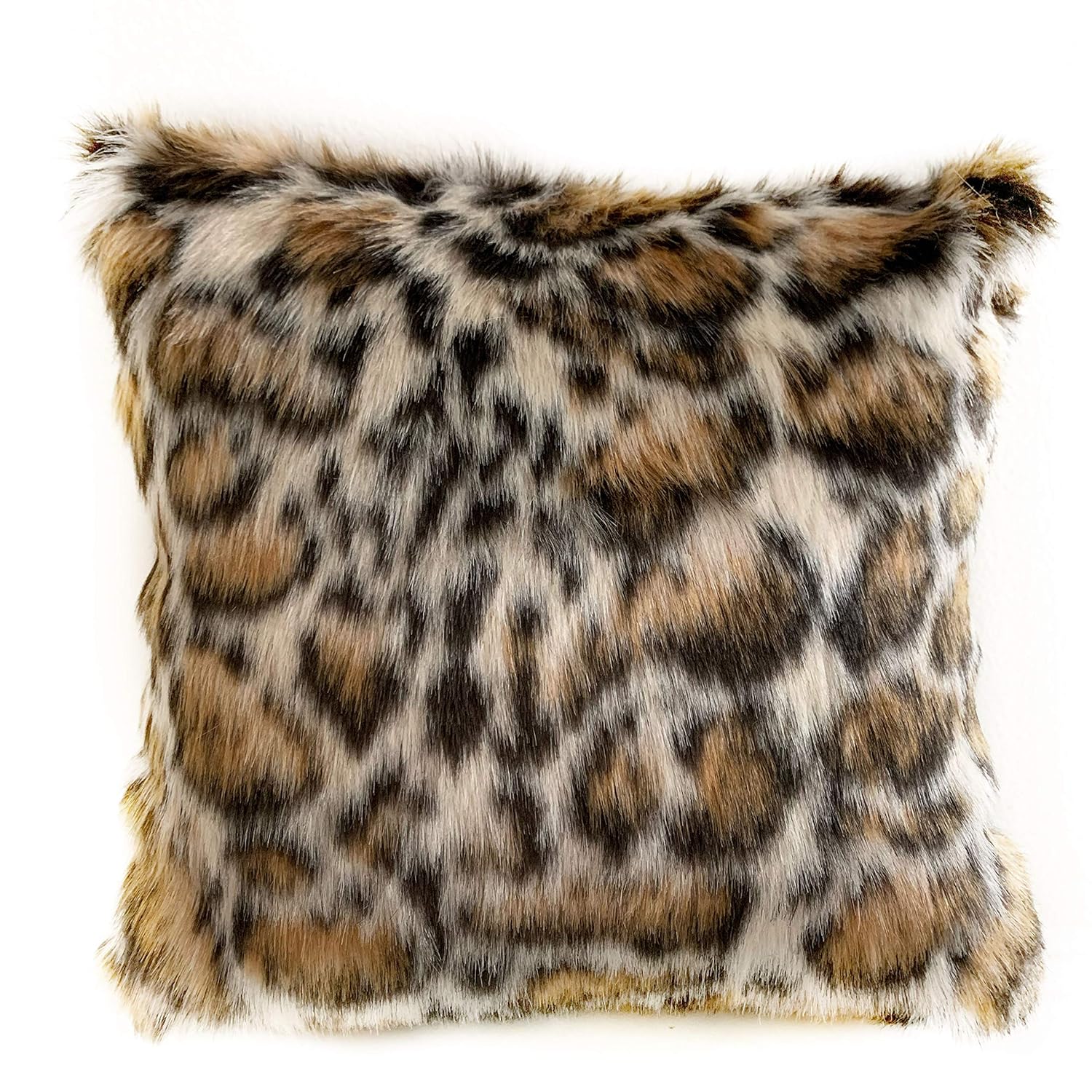 Plutus Brands Brown Plutus Tiger Animal Faux Fur Luxury Throw Pillow 20 in x 26in Double Sided 20