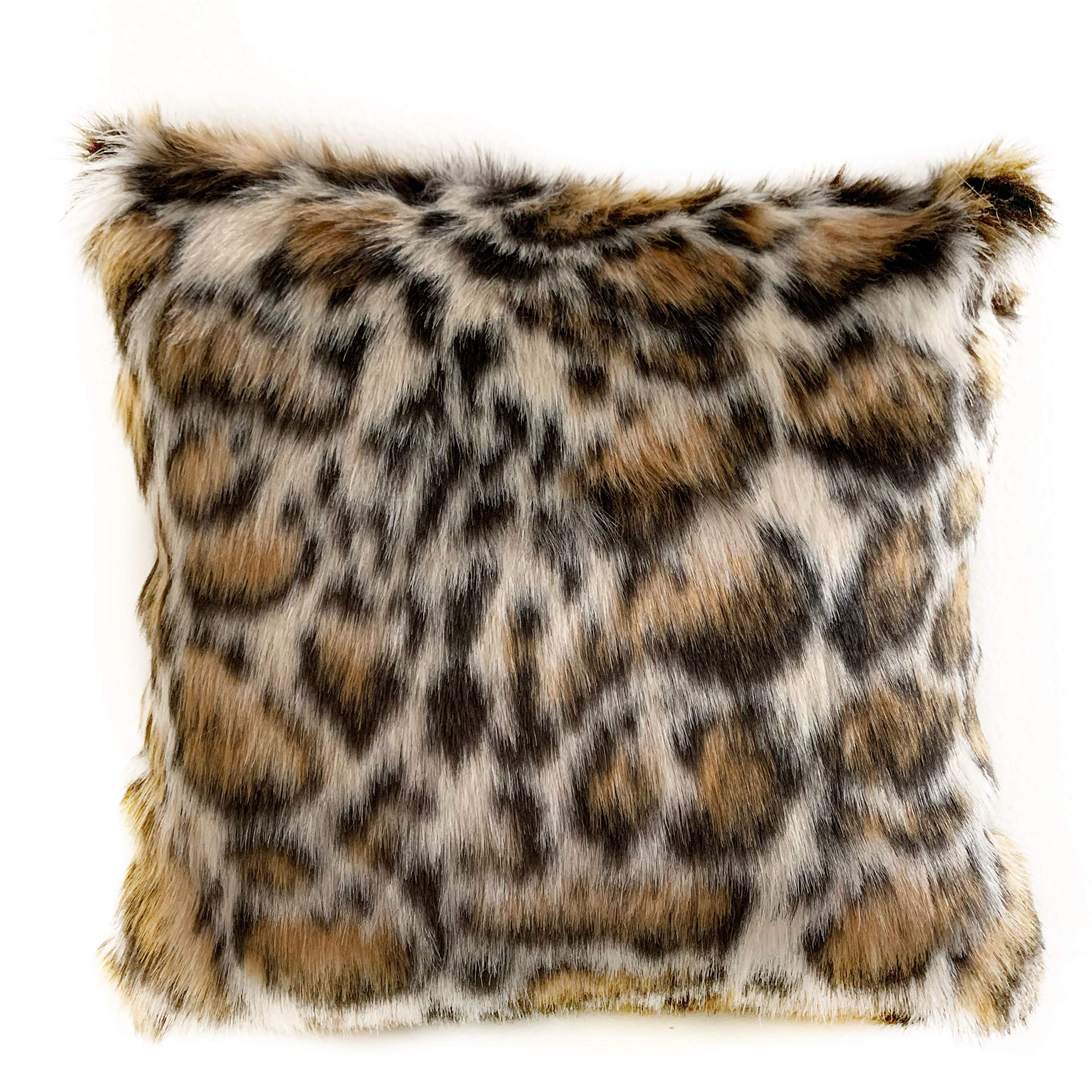 Plutus Brands Brown Plutus Tiger Animal Faux Fur Luxury Throw Pillow 20 in x 26in Double Sided 20