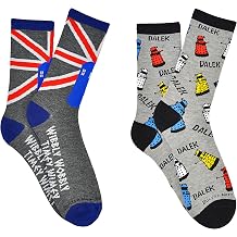 Everything Legwear Doctor Who Crew Socks 2 Pair Pack - TARDIS, Dalek - One Size Fits Most