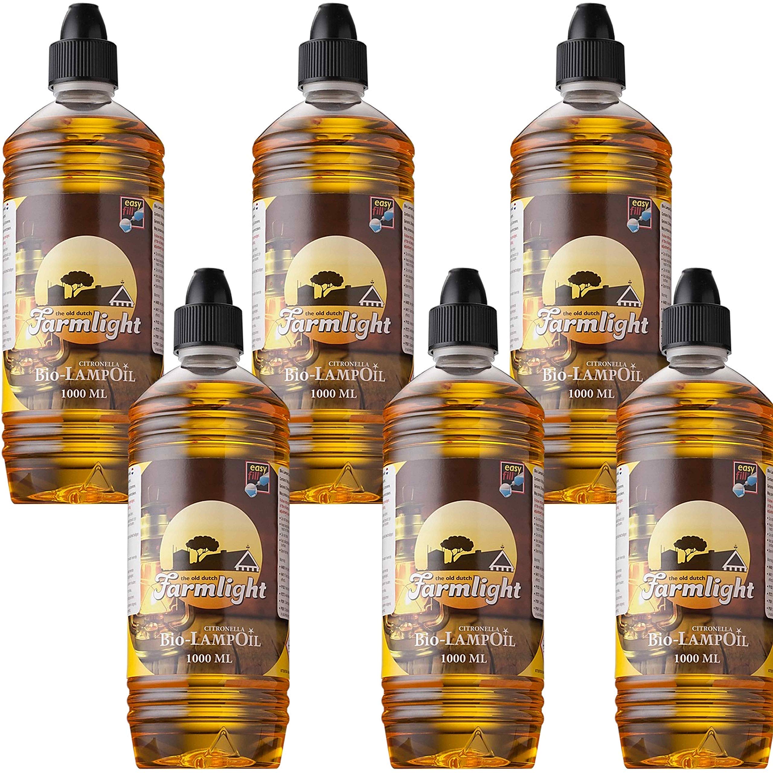 Aceite para Lámparas Citronella 6 x 1L, Aceite de citronela para lámparas, 6 botellas de 1 litro, AS 33, 6 litros