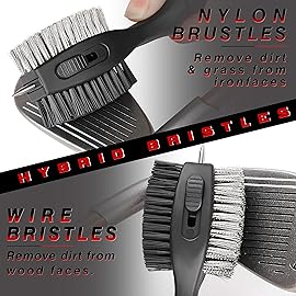 CHAMPKEY PRO Retractable Golf Club Brush - Oversized Brush Head with Soft Rubber Hand Grip & Retractable Groove Cleaner Golf Brush(Black(1 Pcs))