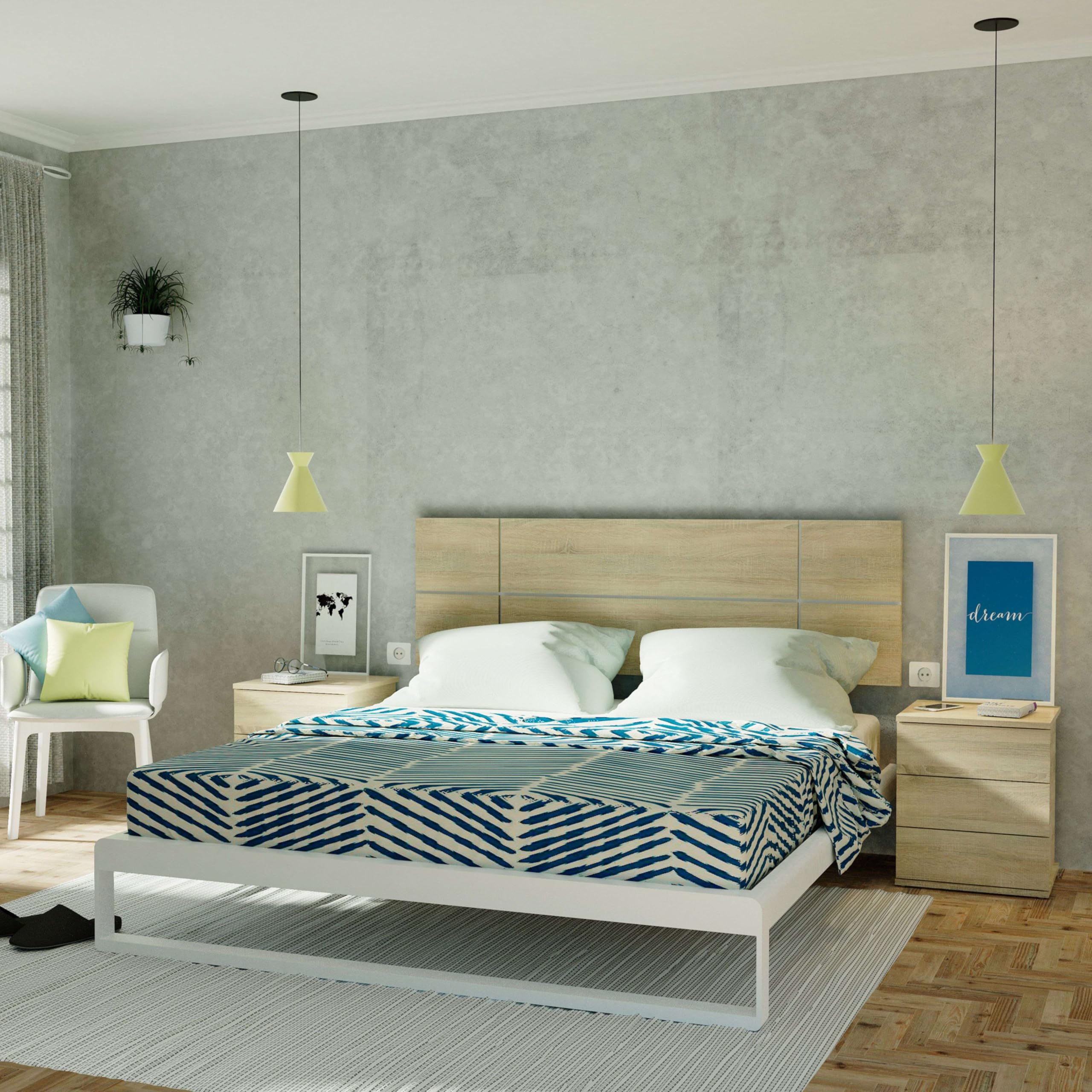 MUEBLES PITARCH | Comodino 3 Cassetti con Guide Metalliche, Rovere Cambrian, 48,5x41x40 cm (altezza x larghezza x profondità), Piccola Cassettiera, Moderna, Modello Dana