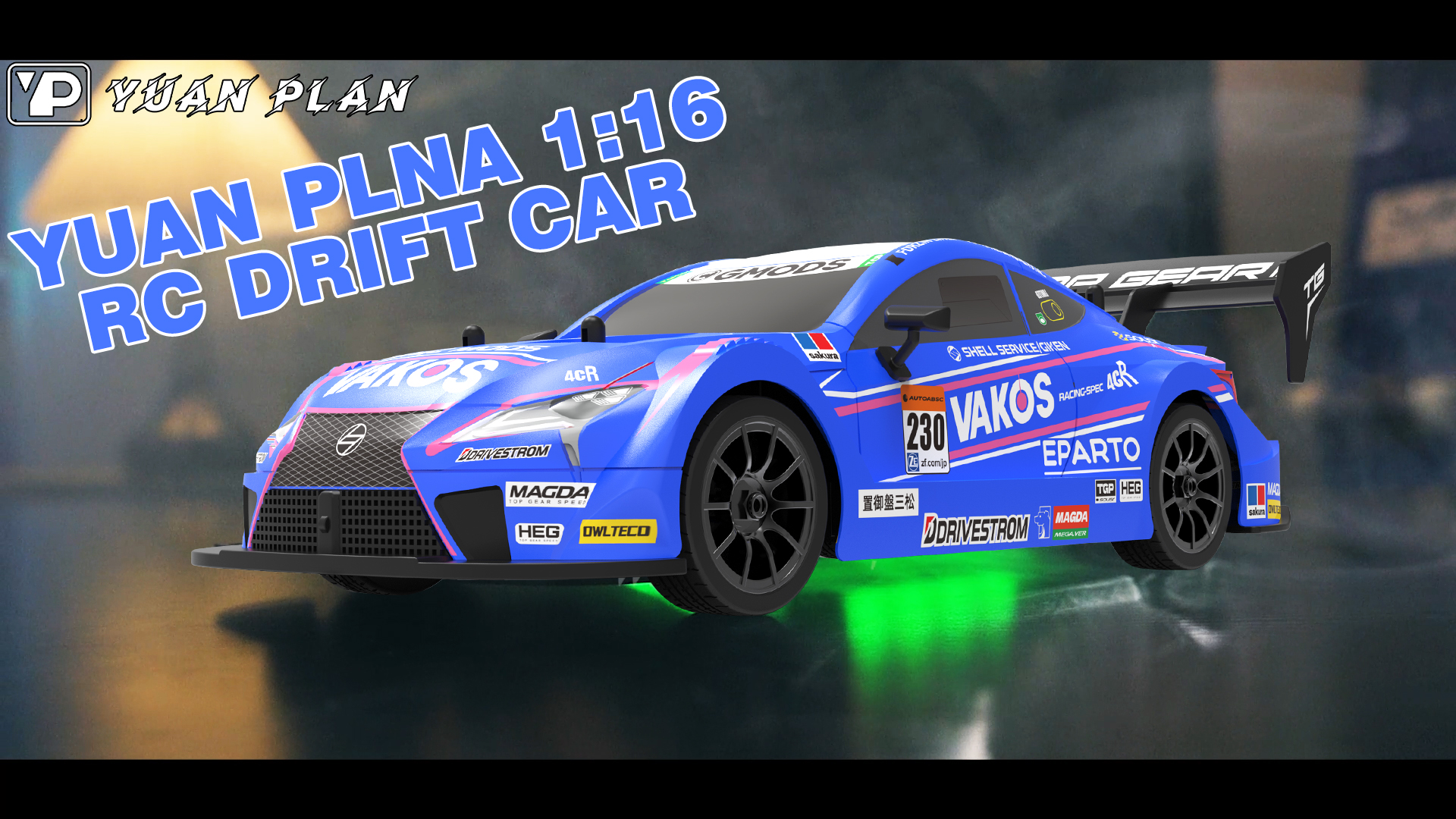 JONRRYIN Drift Auto Ferngesteuert, 1:16 Drift Car, 4WD Tabletop Drift RC Car, Ferngesteuertes Auto ab mit LED Leuchten, 23 km/h, Spielzeugauto für Kinder ab 3 Jahre (Standard
