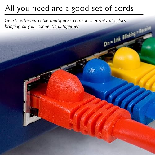 Vista 24 de GEARIT Paquete de 24 cables de conexión Ethernet Cat5e de 1 pie - Cable de red LAN RJ45 sin enganches, color negro