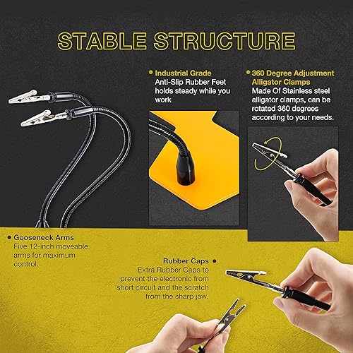 Miniatura 10 de Tercero soldador de mano PCB soporte herramienta Quad brazos 3x Lupa LED ayuda manos manualidades joyas Hobby taller estación de ayuda