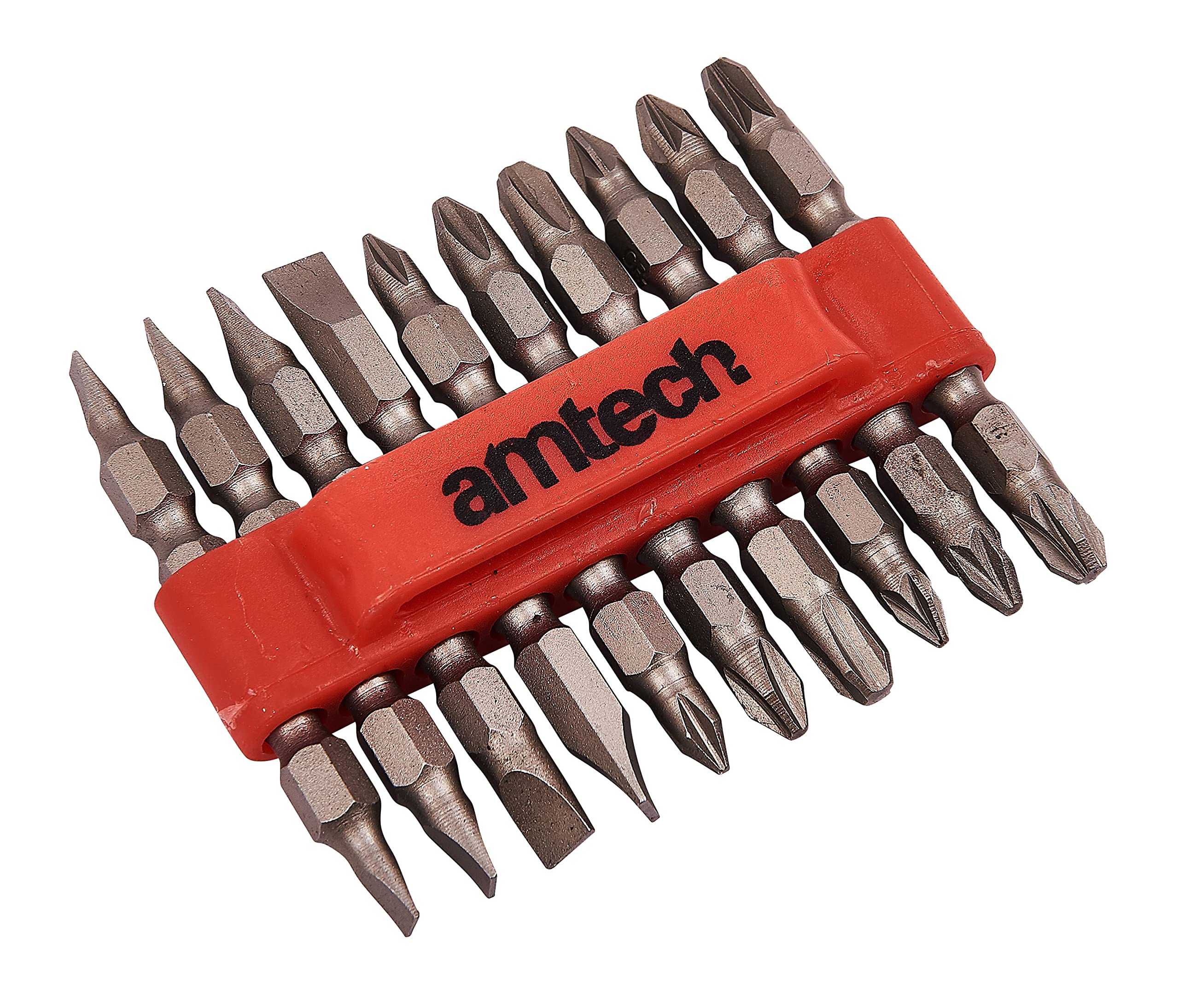 Amtech – Double Ended Power Bit Set (10pc), Chrome Vanadium Steel with Bit Holder & Belt Clip, for Drill/Driver Fastening Tasks