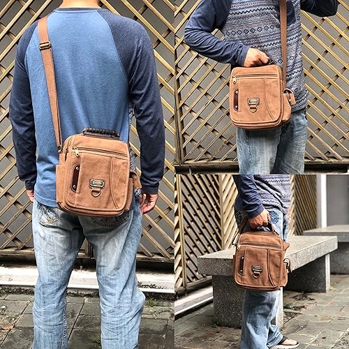 Miniatura 2 de Bolso de mano para hombre, bolso de hombro pequeño de lona, bolso de mensajero, bolsa de viaje, bolsa de trabajo para hombre