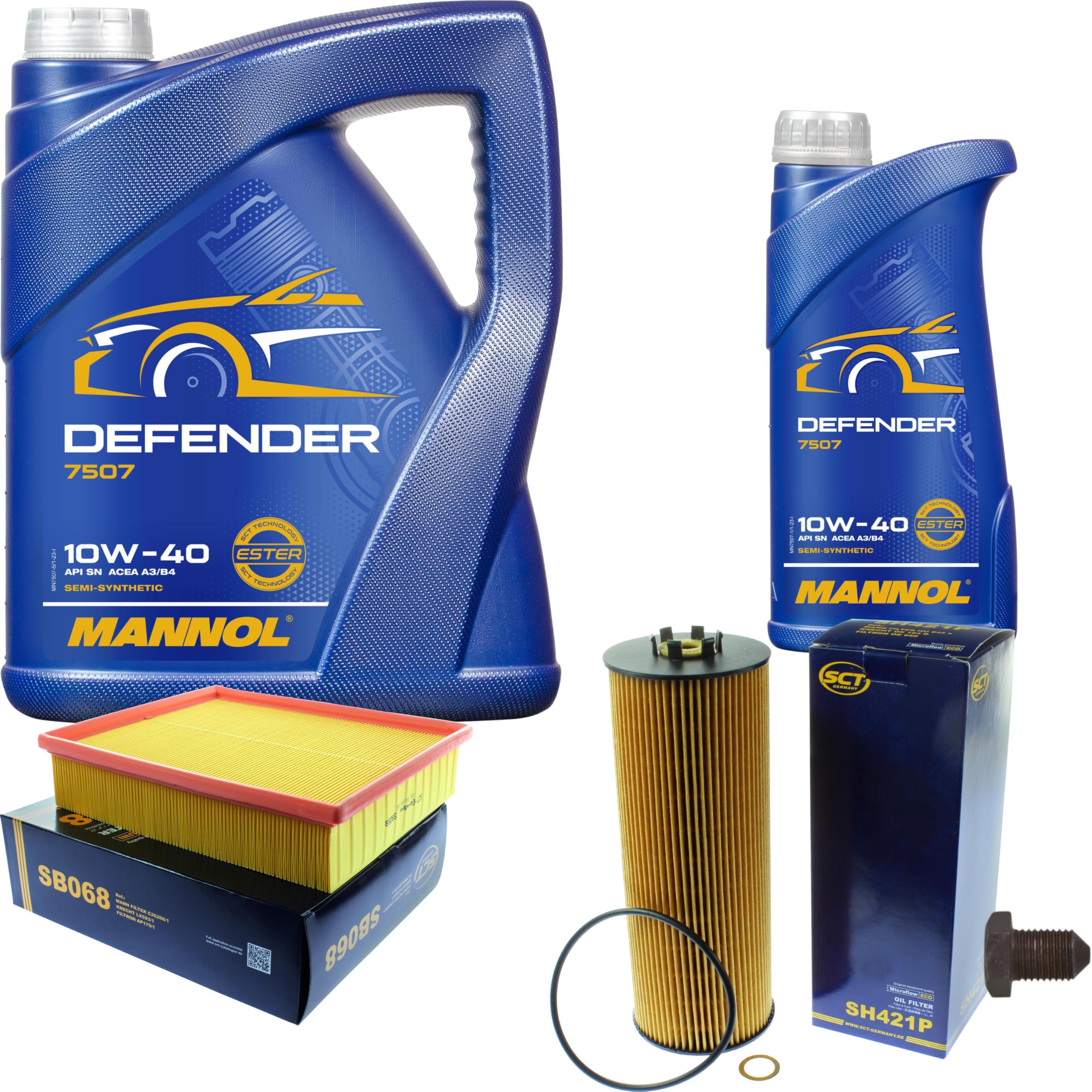 Pacchetto di ispezione pacchetto di manutenzione filtro con 6 L olio motore Defender 10W-40, filtro olio, filtro aria, vite di chiusura