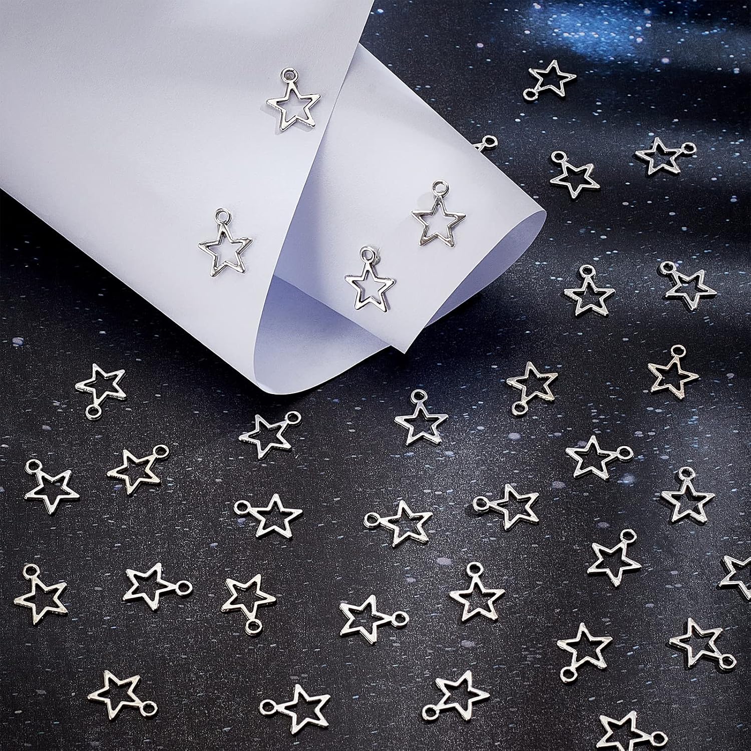 SUNNYCLUE 1 Box 150Pcs Alloy Star Charms Silver Pentagram Charm Bulk Tibetan Mini Stars Charm for Jewelry Making Charms Supplies DIY Craft Necklace Bracelet Earring Crafting Women Beginners Adults