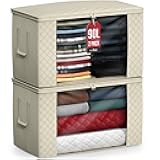 Sorbus Foldable Storage Bag Organizers, Large Clear Window & Carry Handles, Great for Clothes, Blankets, Closets, Bedrooms, and more
