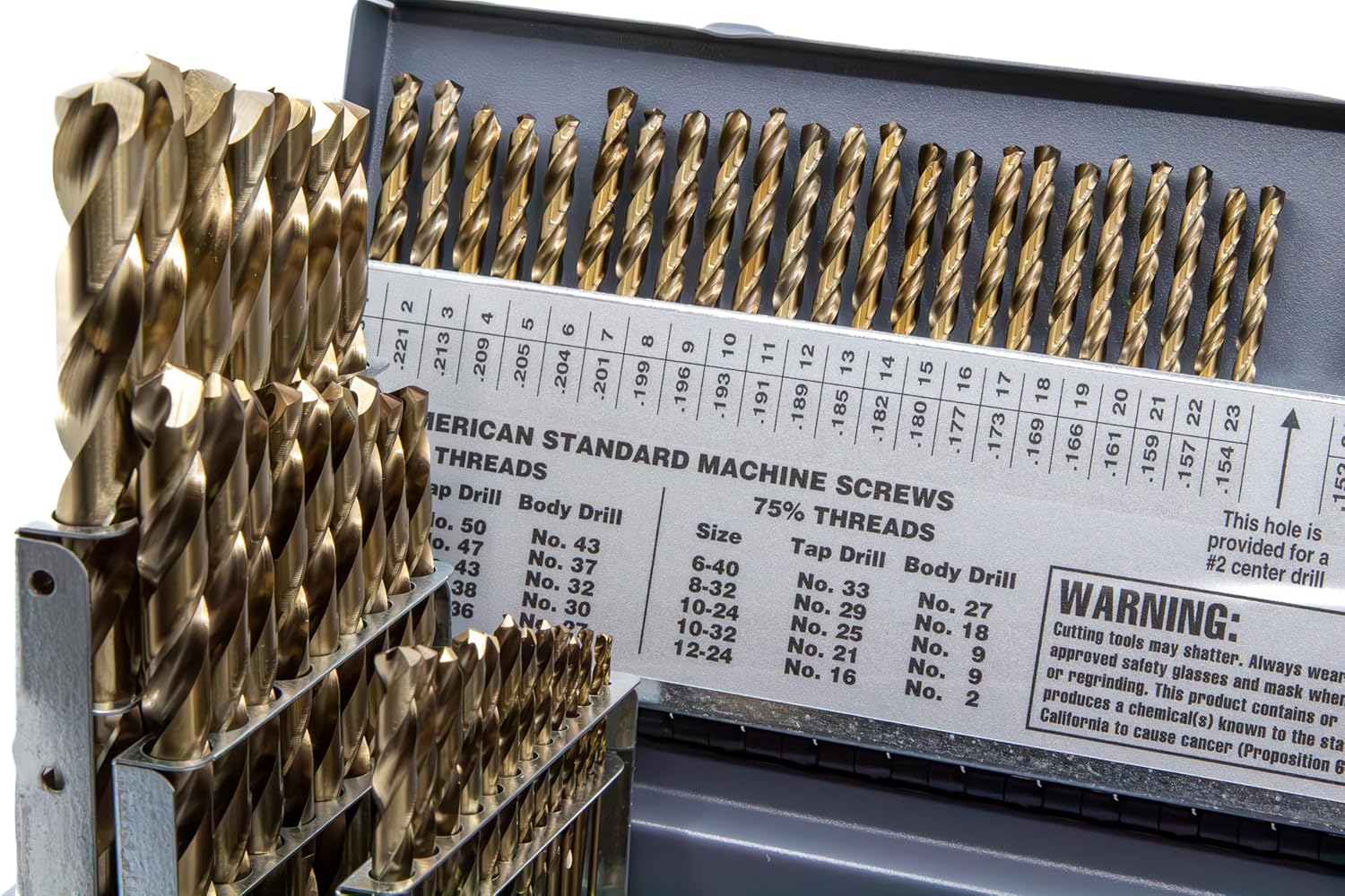 Drill America 115 Piece m35 Cobalt Drill Bit Set (1/16"-1/2", A-Z, #1-#60), DWDCO Series