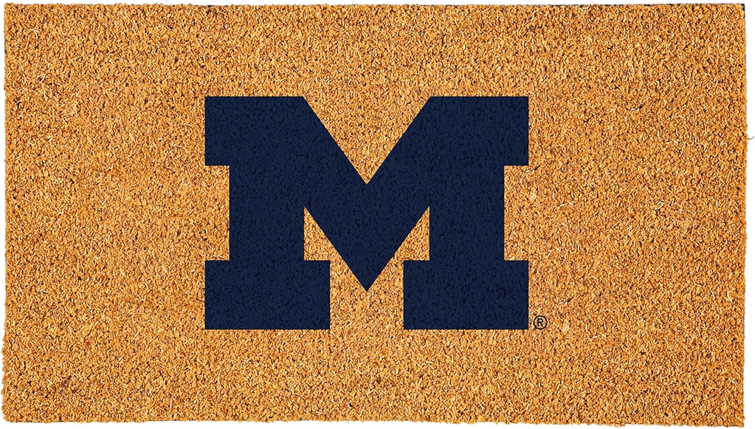 NCAA University of Michigan Natural Coir Doormat, Official Full Color Team Logo, 28 x 16 Inches, Non Slip Back, Front Door Welcome Floor Mats, Indoor Outdoor Entrance Rug