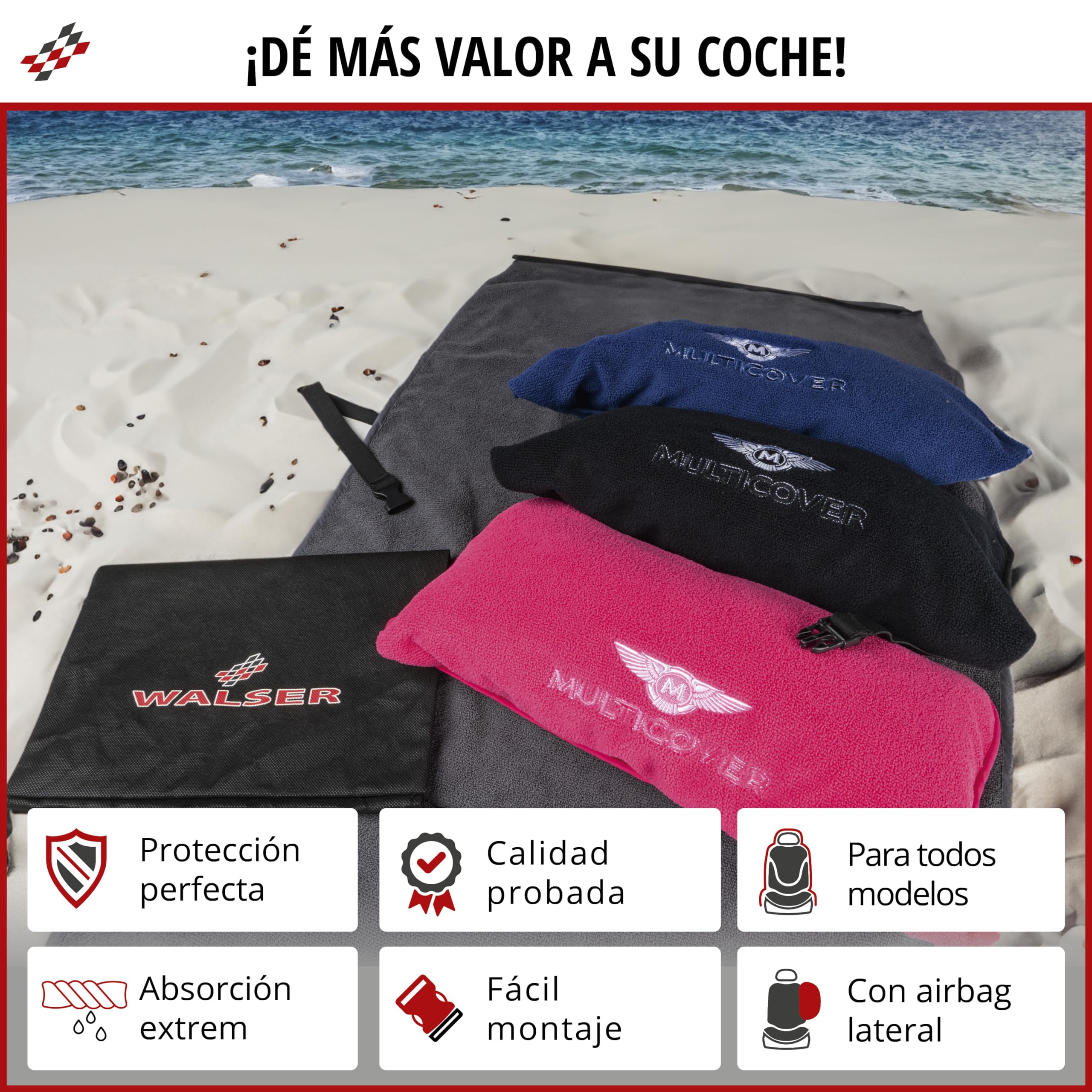 WALSER funda de asiento Multicover, funda de asiento de coche universal, funda de asiento de coche lavable gris