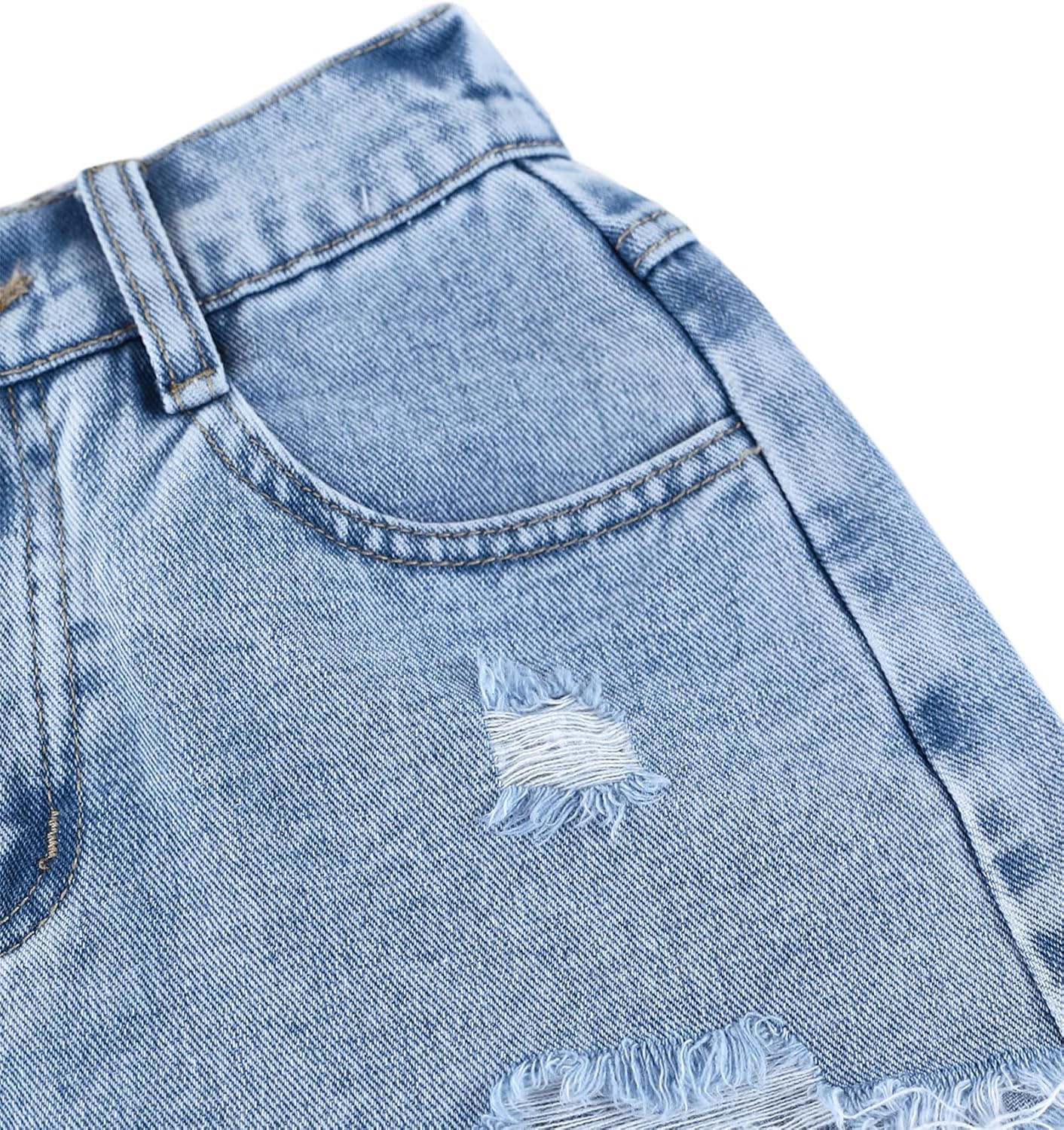 Girls Ripped Jean Shorts Summer Raw Hem Distressed High Waisted Mini Denim Shorts