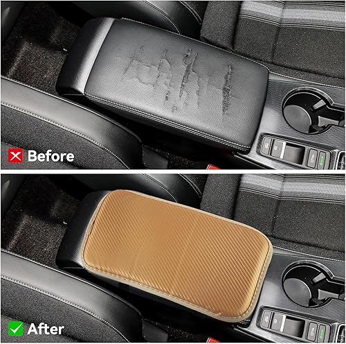 Vista 54 de Amiss Almohadilla de cuero sintético para consola central, protector universal para reposabrazos de automóvil, impermeable, antideslizante, suave