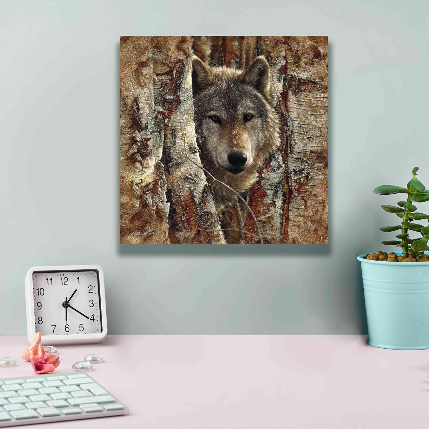 Epic Graffiti 'Wolf Spirit' by Collin Bogle, Canvas Wall Art, 12"x12"