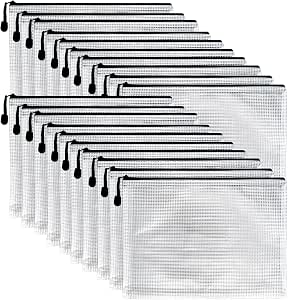 Oaimyy 16-Pack Mesh Zipper Pouches (6x8 Inch) - Clear Plastic File Folders For Organization
