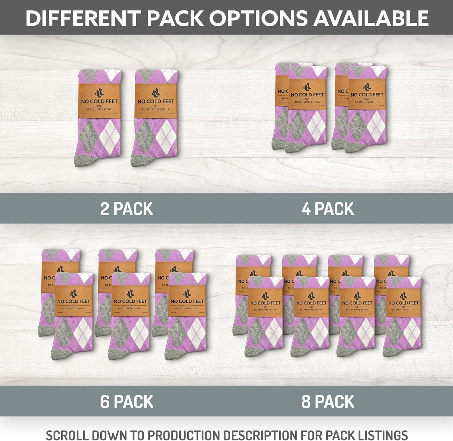 No Cold Feet Men’s Purple Dress Socks – Classic Soft Crew Dress Socks, All-Day Comfort for Work, Business or Weddings - Image 3